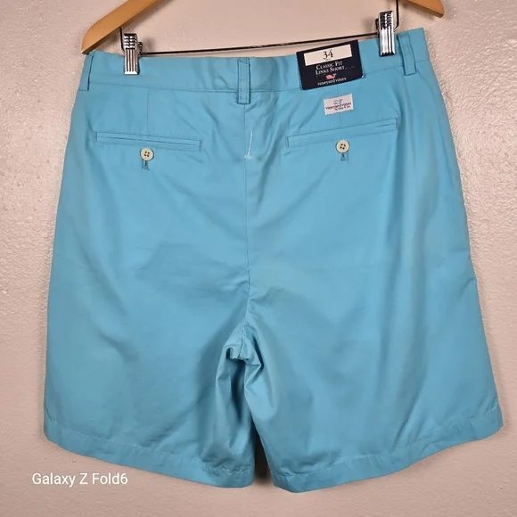 Vineyard Vines Links Shorts Blue Cotton Golf Chino Flat Front Men’s 34 NWT - Picture 2 of 6
